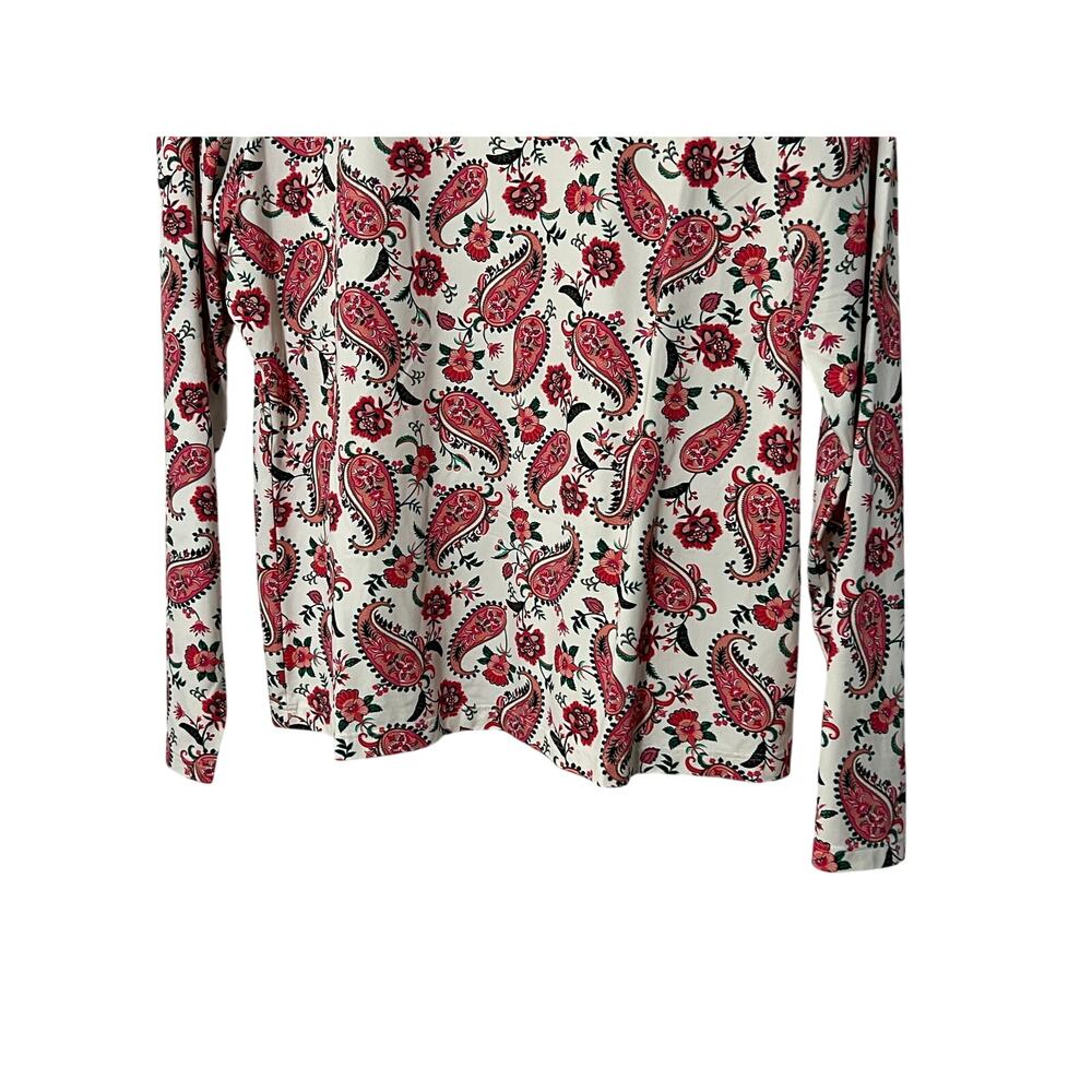 LANDS' END WOMENS SIZE LARGE PINK WHITE PAISLEY LONG SLEEVE RASHGUARD SWIM TOP - Picture 5 of 10
